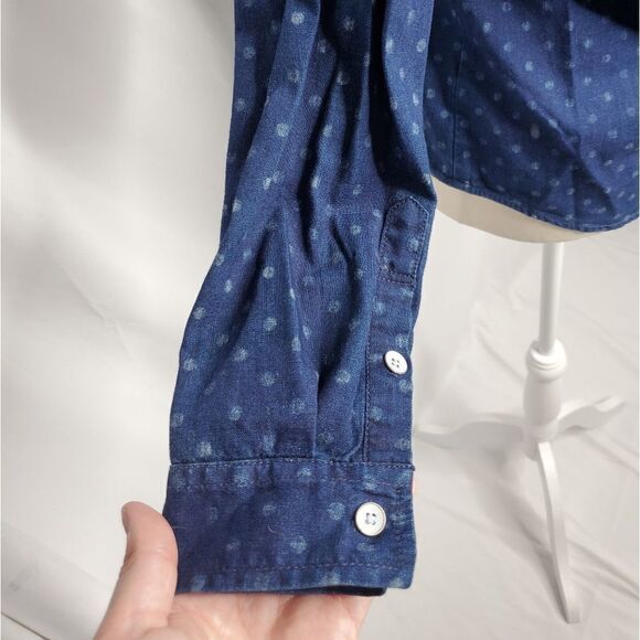 MADEWELL dotted blue chambray denim button up boyshirt XS 09237 - Picture 5 of 10